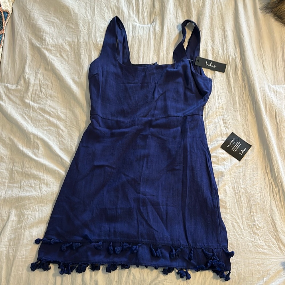Lulus blue mini tassel dress